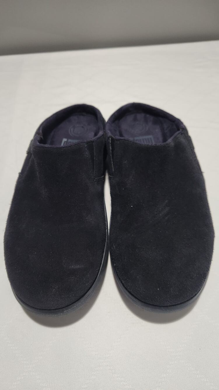 FitFlop Clog Shoes Womens Size 7 Navy/Black Suede Slip On Comfort Casual